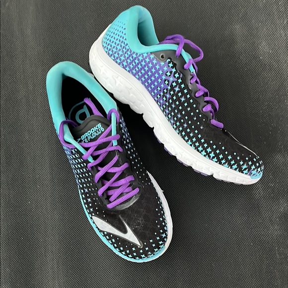 BROOKS Pure Flow 5 Women's Black and Blue Running Shoes! Size 8.5 - Picture 1 of 14